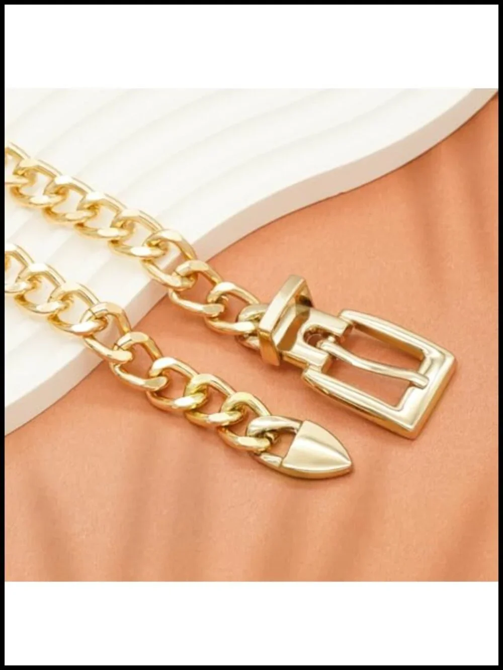 Chunky Gold Chain Waist Belt for Women, Adjustable Link Belt